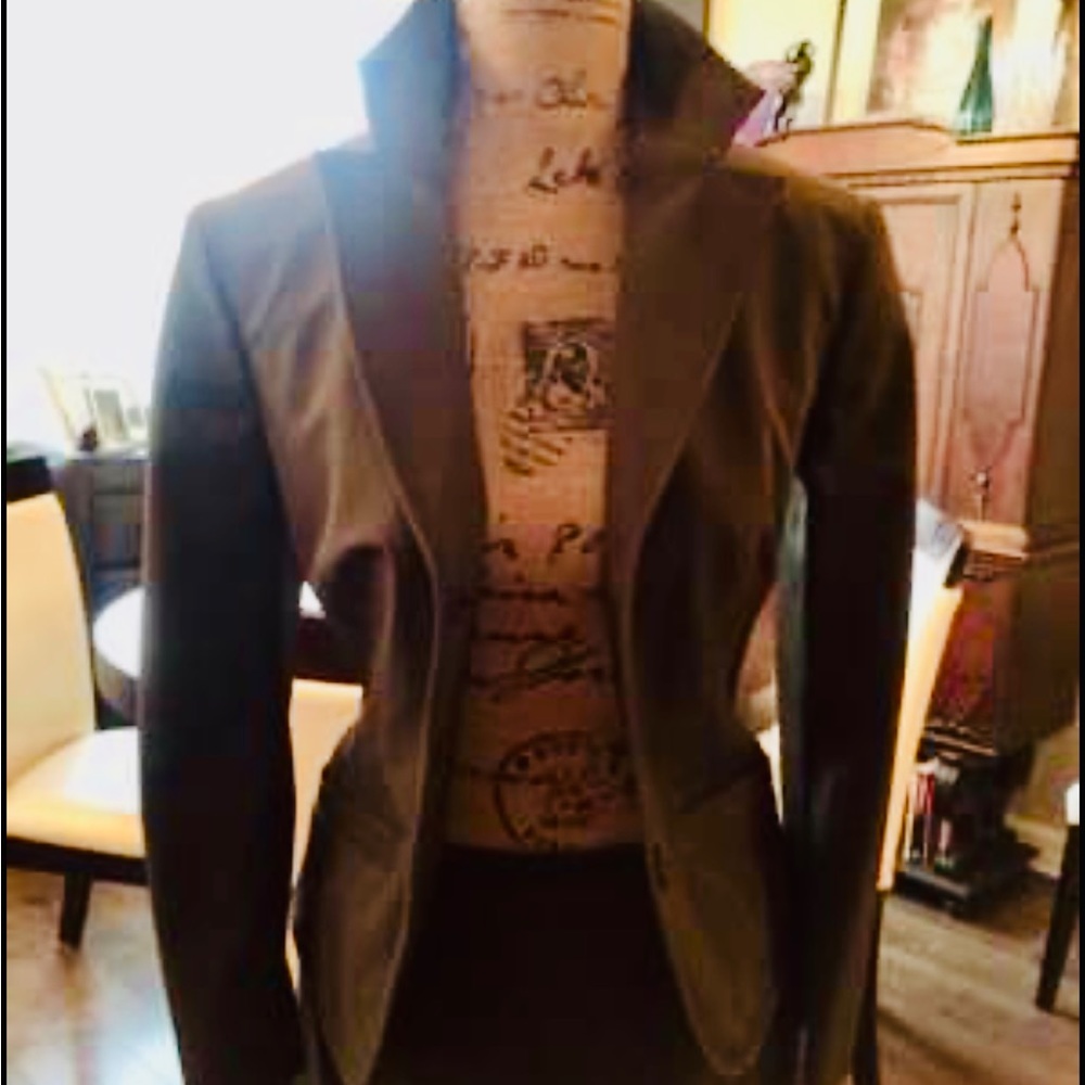 Famous Prada Travel Suit! Jacket Sz 46 / Skirt Sz 44 Olive Green/Brown Sz 8 Fab